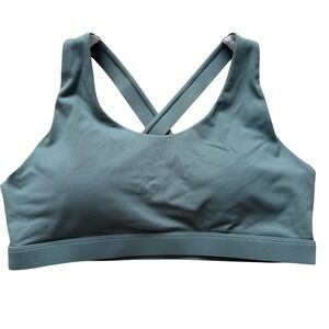 Running Girl Sports Bra XL Teal Green Criss-Cross Back Mesh Lined Activewear